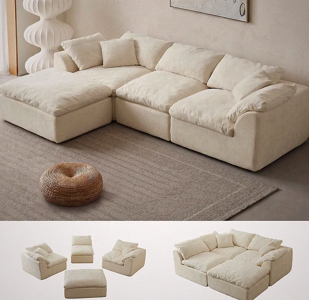 Oversized Cloud Couch Sectional Sofa for Living Room, Modular L Shaped Boneless