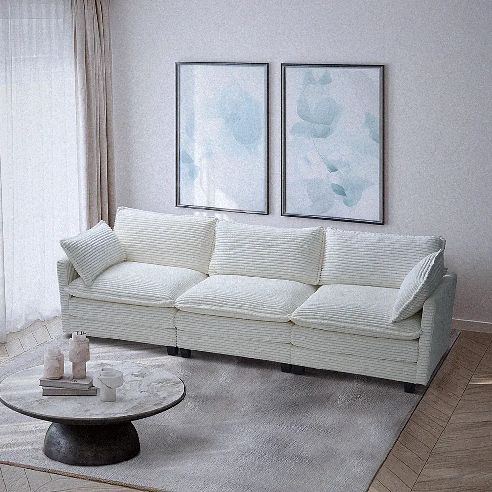 Oversized Convertible Sectional Sofa L/U Shaped Sofa Soft Couch Set with Ottoman