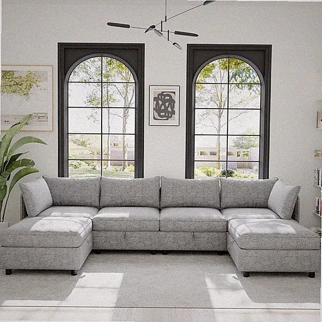 Oversized Corner Modular Sectional Sofa 6 Seat Storage Sectional Couch W/Storage