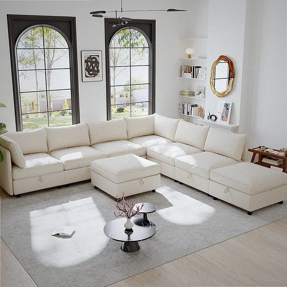 Oversized Corner Modular Sectional Sofa 8 Seat Storage Sectional Couch W/Storage