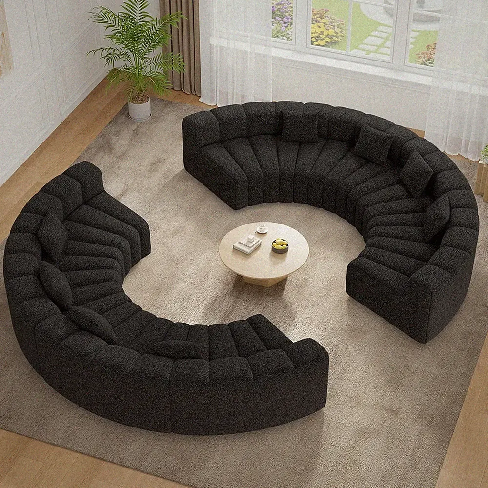 Oversized Curved Cloud Couch, 8 Seater Modern round Modular Sectional Sofa, Conv