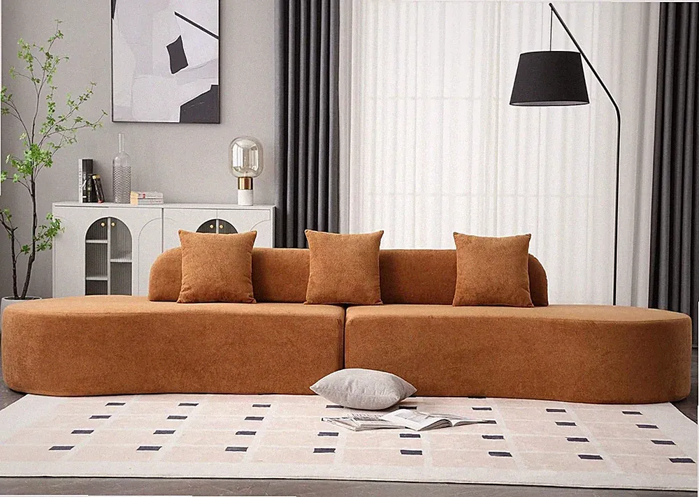 Oversized Curved Cloud Modular Sectional Sofa with 3 Toss Pillows