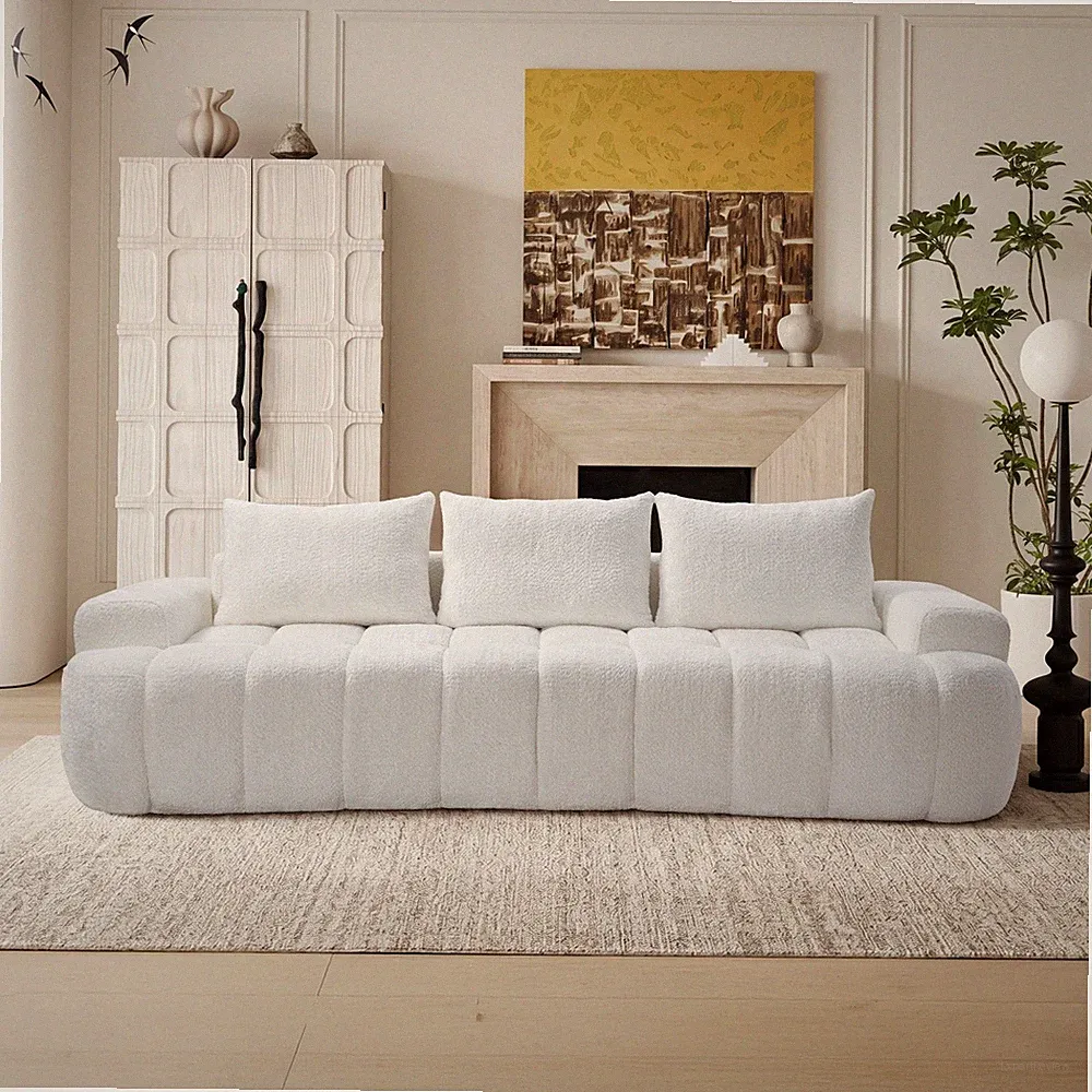 Oversized Curved Front Compressed Sectional Sofa 3-Seat No Assembly Required