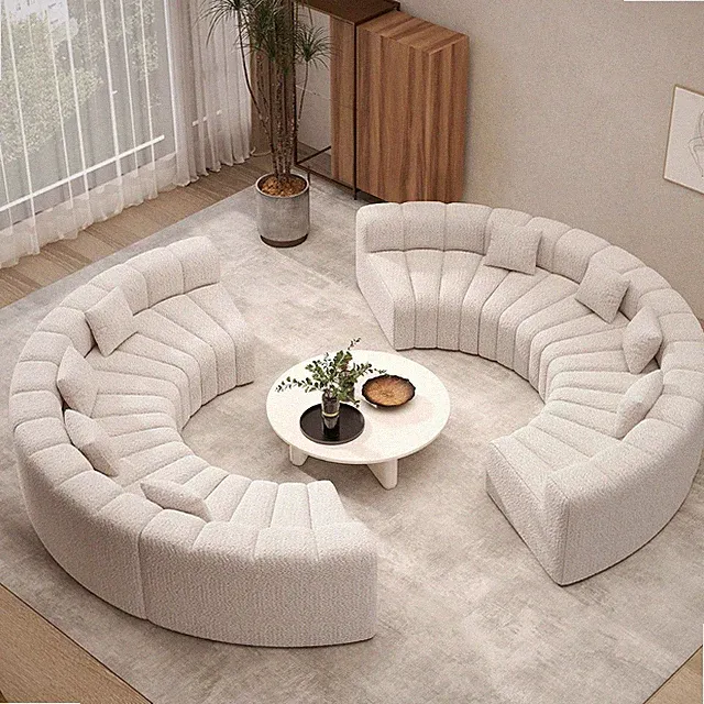 Oversized Curved Sofa, 8 Seater Modular Velvet Cloud Couch, Modern Boneless Sect