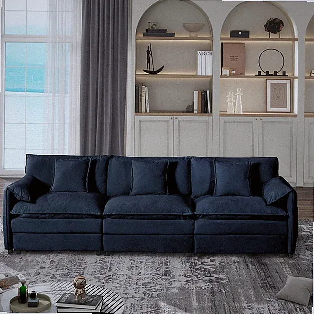 Oversized Deep Seat Sectional Sofa, Modern Chenille Cloud Couch, Large 3 Seate