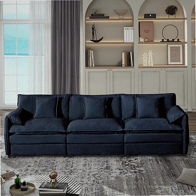 Oversized Deep Seat Sectional Sofa, Modern Chenille Cloud Couch, Large 3 Seate