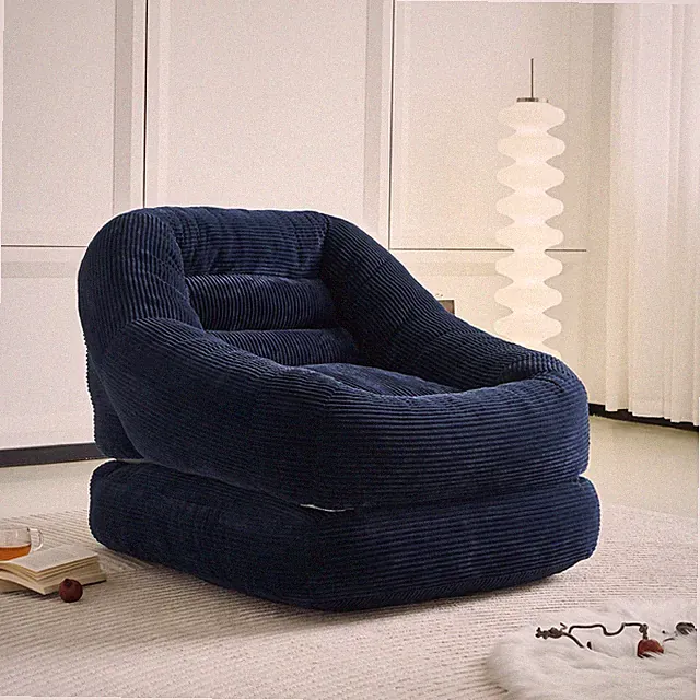 Oversized Folding Lazy Sofa Bed Chair Convertible Floor Lounge Blue