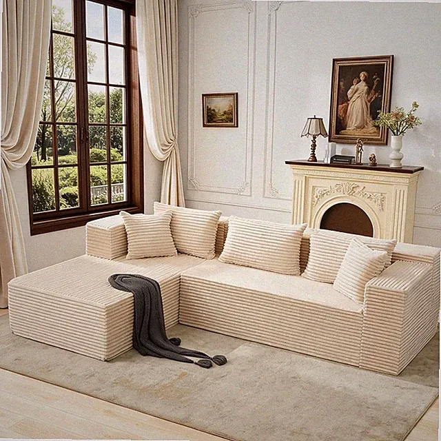 Oversized L Shape Modular Sofa, Soft Modular Sectional Couch with Thick Memory F