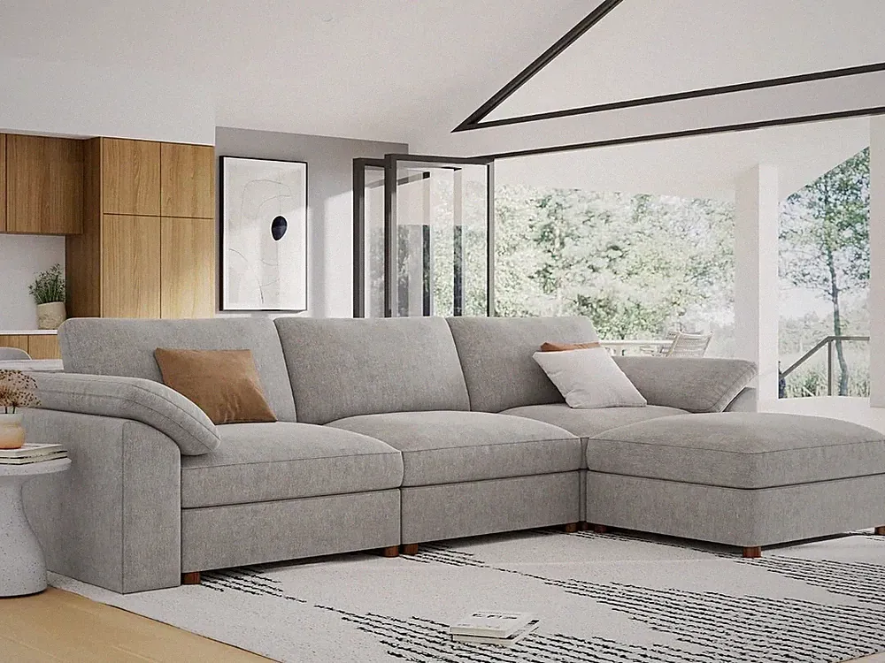 Oversized L Shape Sectional Modular Sofa,Wide Deep seat Sectional Sofa,Comfortab