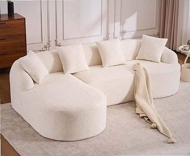 Oversized L-Shaped Chenille Sectional Sofa with Chaise & 4 Pillows