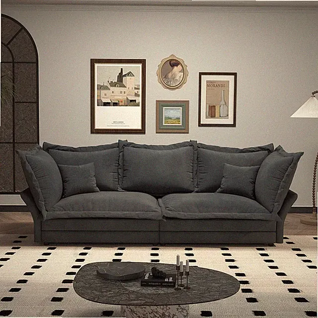 Oversized Modern Cushion Cloud Sofa Velvet Deep Seat Sofa with Large Soft Pillow