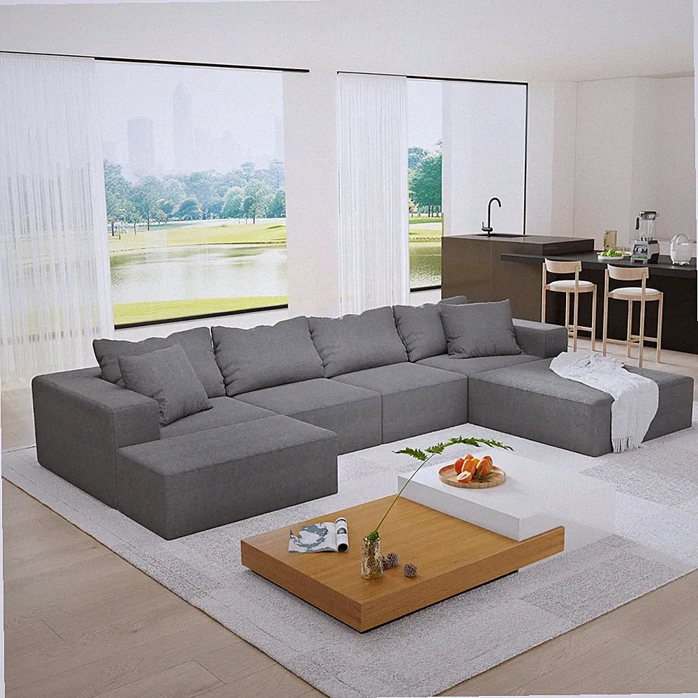 Modern Minimalist L-Shaped Sectional Sofa