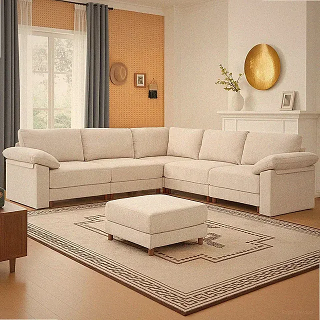 Oversized Modular Cloud Couch with Removable Washable Cover, L/V-Shaped Sectiona