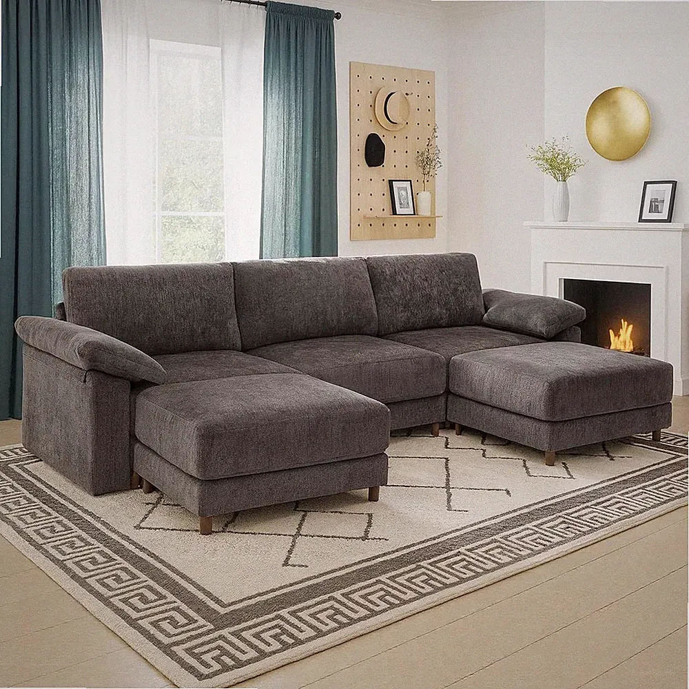 Oversized Modular Cloud Couch with Removable Washable Cover, U -Shaped Sectional