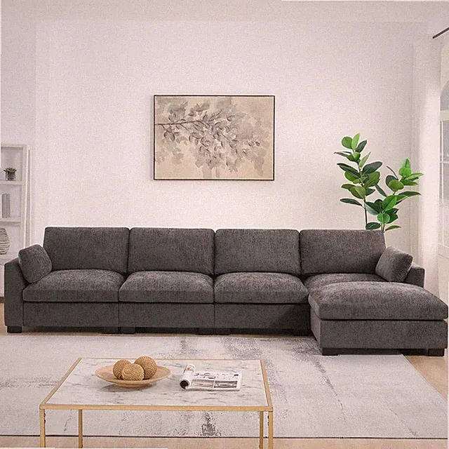 Oversized Modular L Shaped Sectional Sofa W/Movable Ottoman and USB Ports,5 Seat