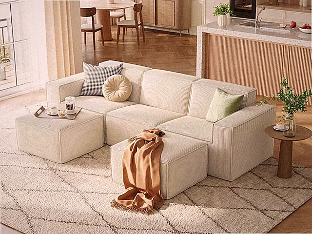 Oversized Modular Sectional Sofa, 105" Cloud Couch L Shaped 3-Seat Sofa with 2 M