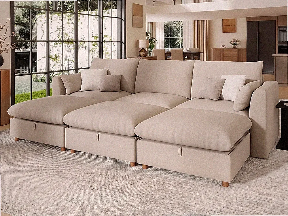 Oversized Modular Sectional Sofa,111" Sleeper Sofa Bed Sectional Cloud Couch wit