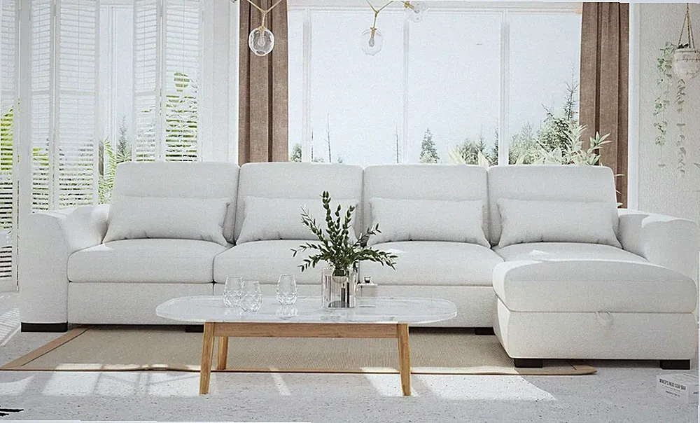 Oversized Modular Sectional Sofa 130" L/U Shape 4 Seat Ottoman Beige w/ Storage