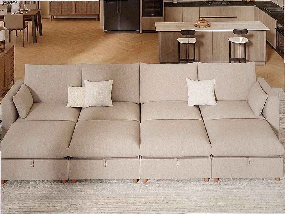 Oversized Modular Sectional Sofa,144" Sleeper Sofa Bed Sectional Cloud Couch wit