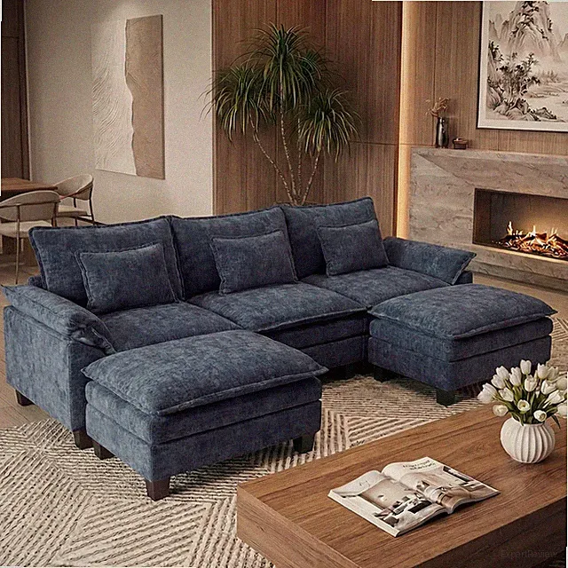 Oversized Modular Sectional Sofa，Blue：122" U Shaped