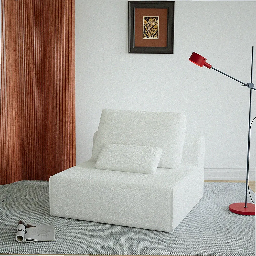 Oversized Modular Sectional Sofa, Boucle Convertible Couch, Creamy White