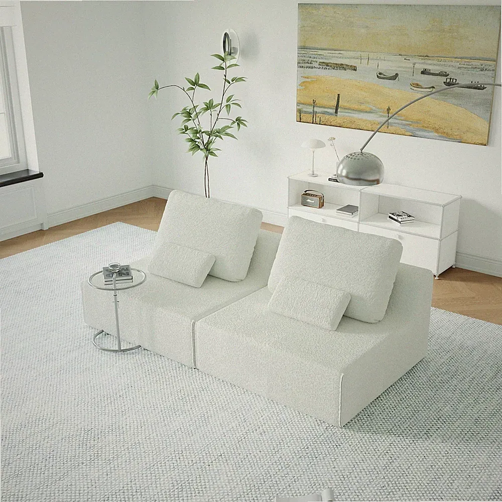 Oversized Modular Sectional Sofa Boucle Floor Couch Set 3 Colors