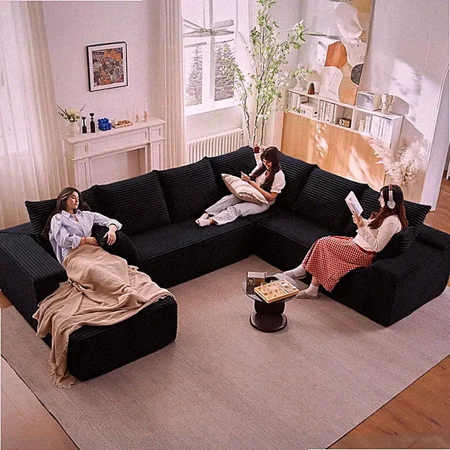 Oversized Modular Sectional Sofa, Corduroy Cloud Couch for Living Room