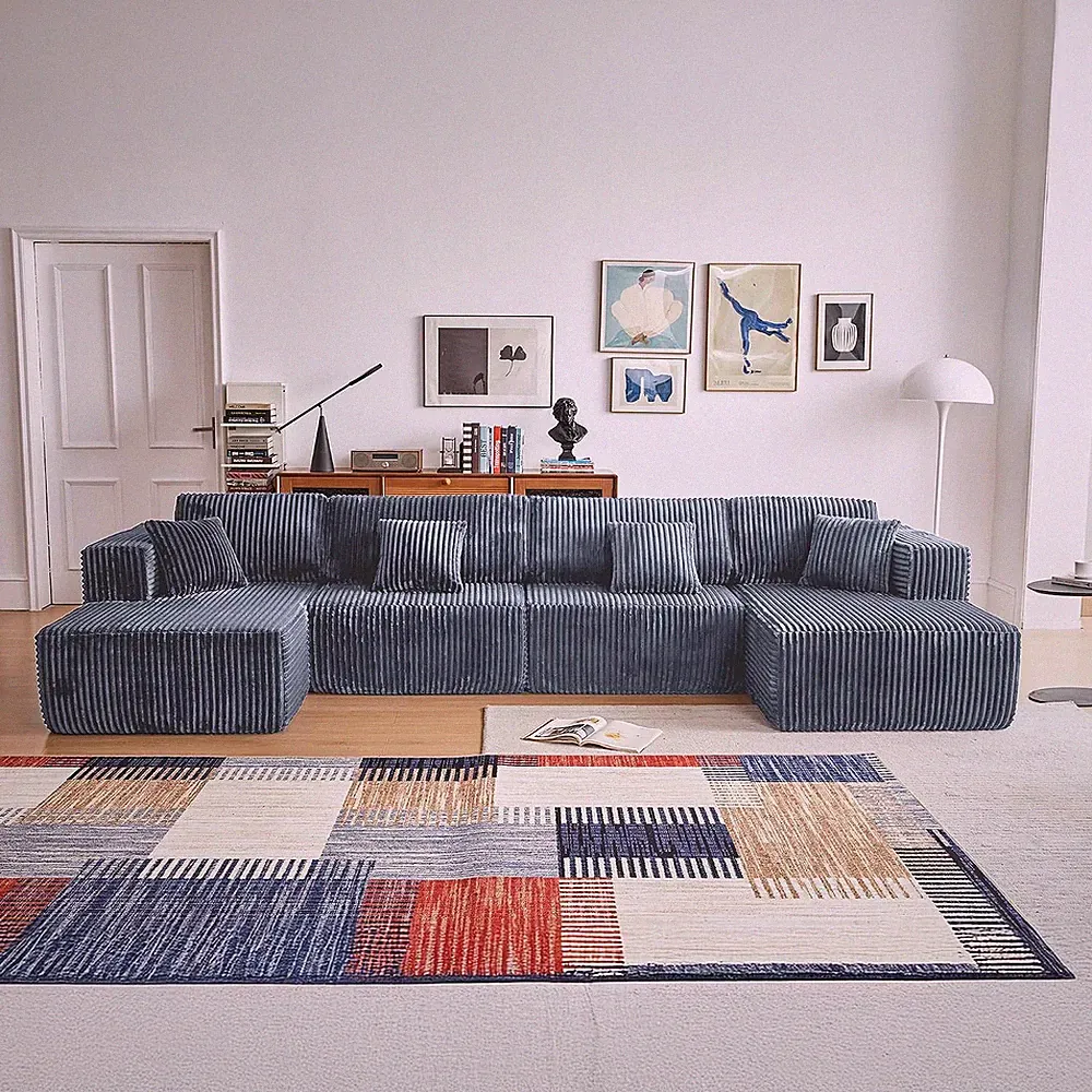 Oversized Modular Sectional Sofa Couch,143.3" U Shaped Sofa, Flannel Convertible