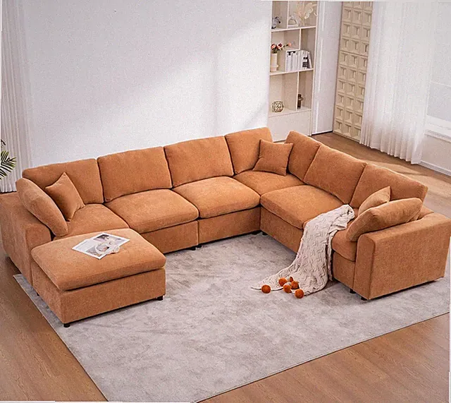 Oversized Modular Sectional Sofa Couch for Living Room, Light Brown