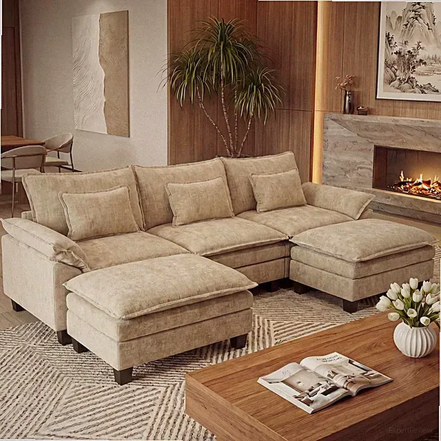Oversized Modular Sectional Sofa，Khaki：122" U Shaped