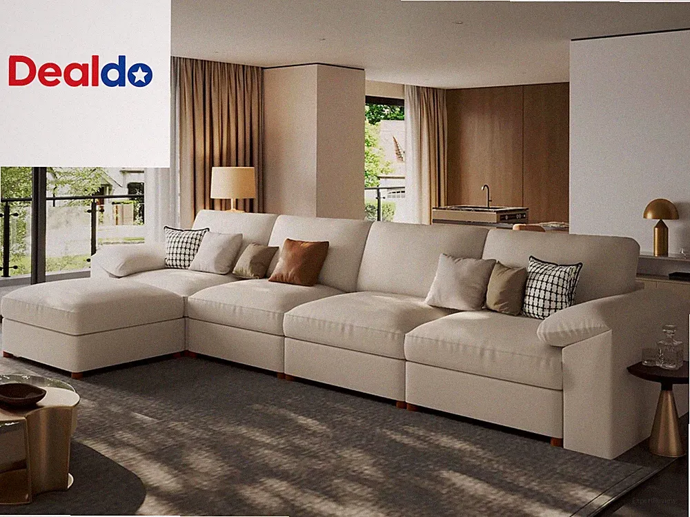 Oversized Modular Sectional Sofa,Leather Sectional Couch with Deep Seat,Extra La