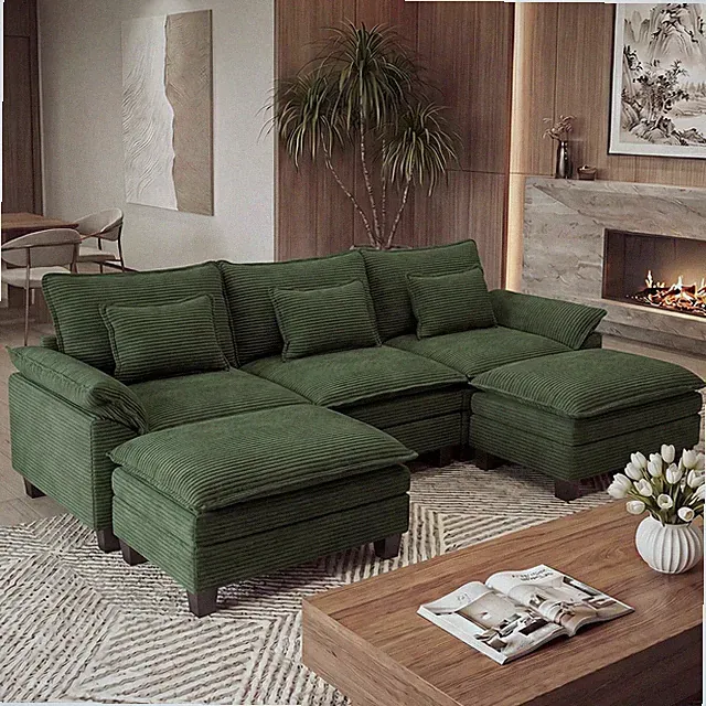 Oversized Modular Sectional Sofa，Solid Green：122" U Shaped