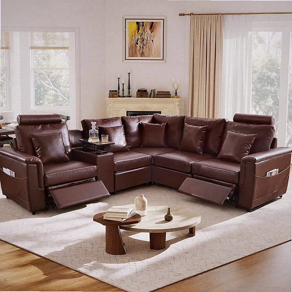 Oversized Modular Sectional Sofa with 2 Power Reclining, Electric Recliner Couch