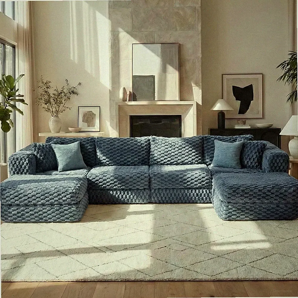 Oversized Modular Sectional Sofa with Ottomans - No Assembly, Plush Comfort