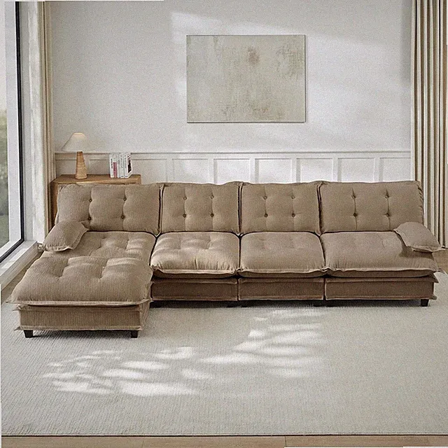 Oversized Modular Sectional Sofa with Reversible Ottoman, 138" Wide L-Shaped Che