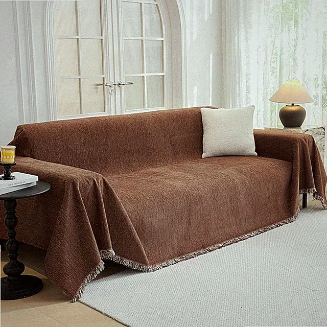 Oversized Pet-Friendly Couch Cover for 3 Cushion Sectional, Chocolate 91"x150