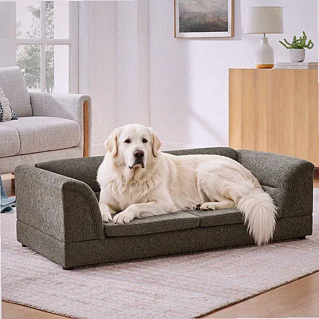 Oversized Pet Sofa Rectangular Dog Sofa Comfort Pet Couch Large Dogs Dark Gray