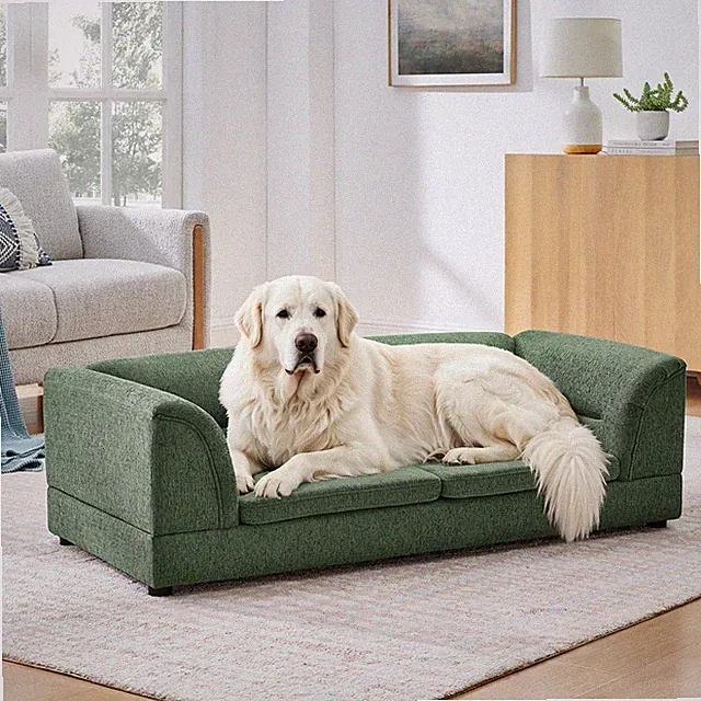 Oversized Pet Sofa Rectangular Dog Sofa Comfort Pet Couch Large Dogs -Green