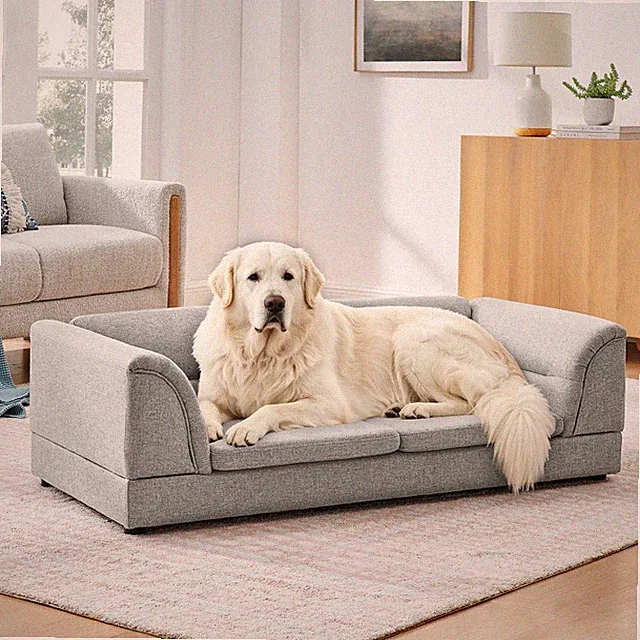 Oversized Pet Sofa Rectangular Dog Sofa Comfort Pet Couch Large Dogs LIGHT GREY
