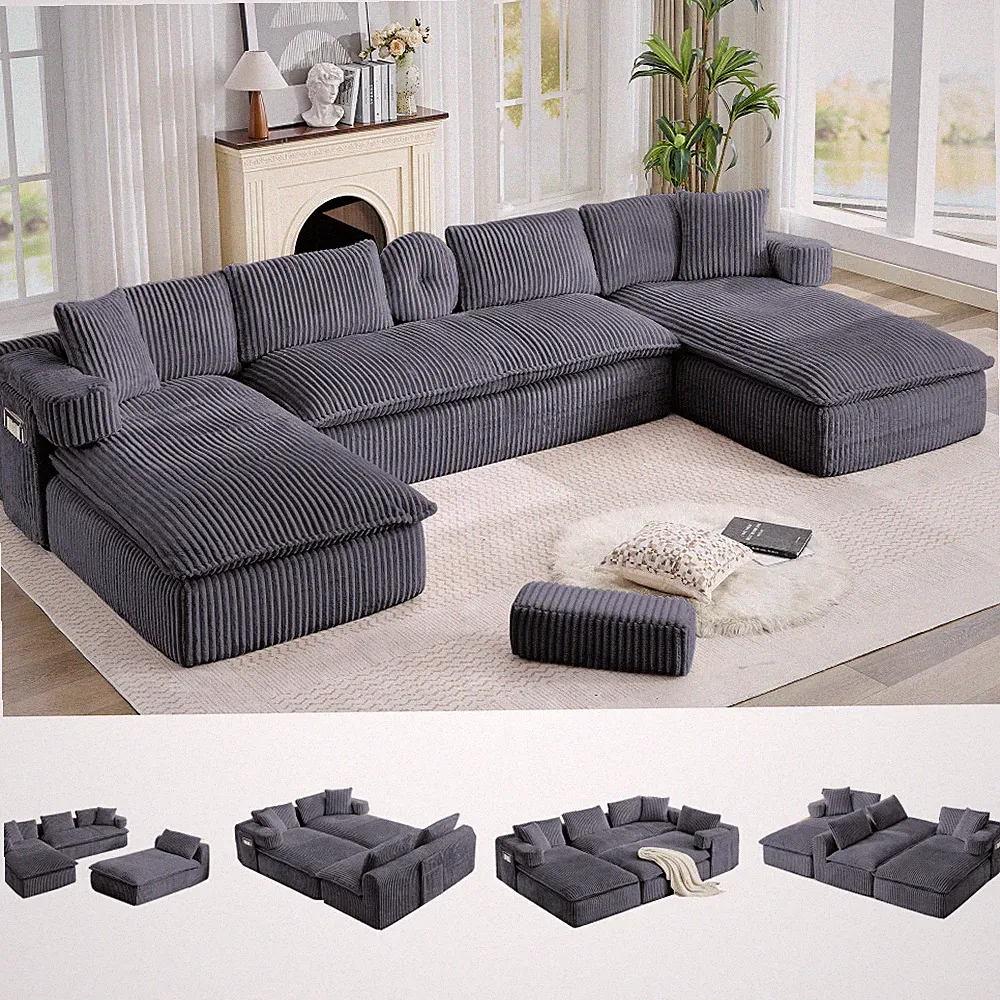 Oversized Sectional Couches,U Shaped Couch,Deep Seat,7-in-1 Modular sofa