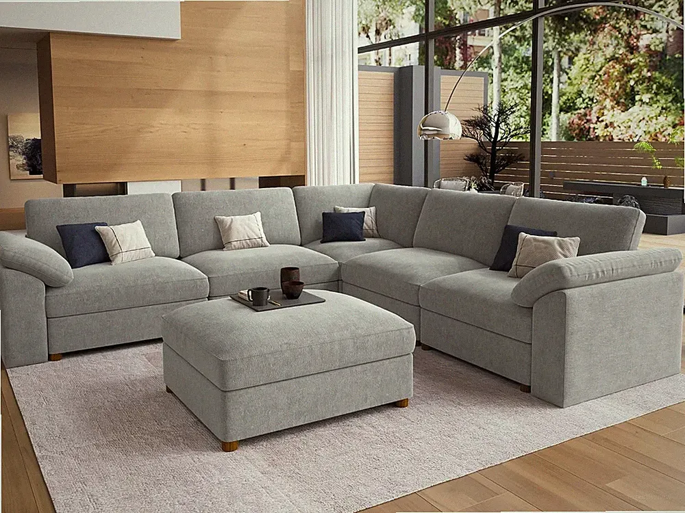 Oversized Sectional Modular Sofa, Comfty Deep Seat Couch for Living Room,Solid W