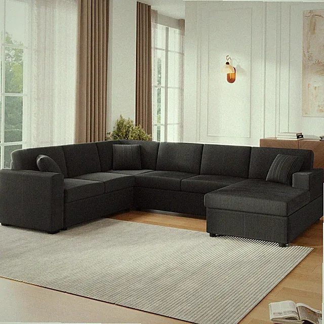 Oversized Sectional Sofa 115.3" U-Shaped Sofa with a Chaise Lounge and Three S