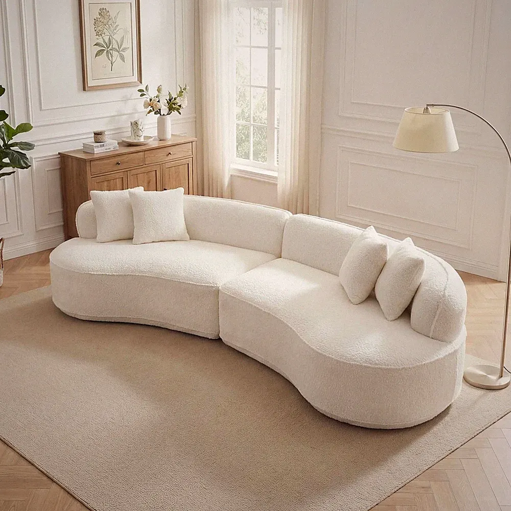 Oversized Sectional Sofa for Living Room, 114" Modern Luxury Boucle Fabric Sofa