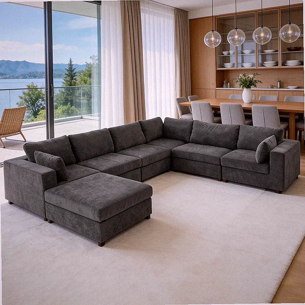 Oversized Sectional Sofa Set, Extra Large Modular Couch with Ottoman, Premium Li
