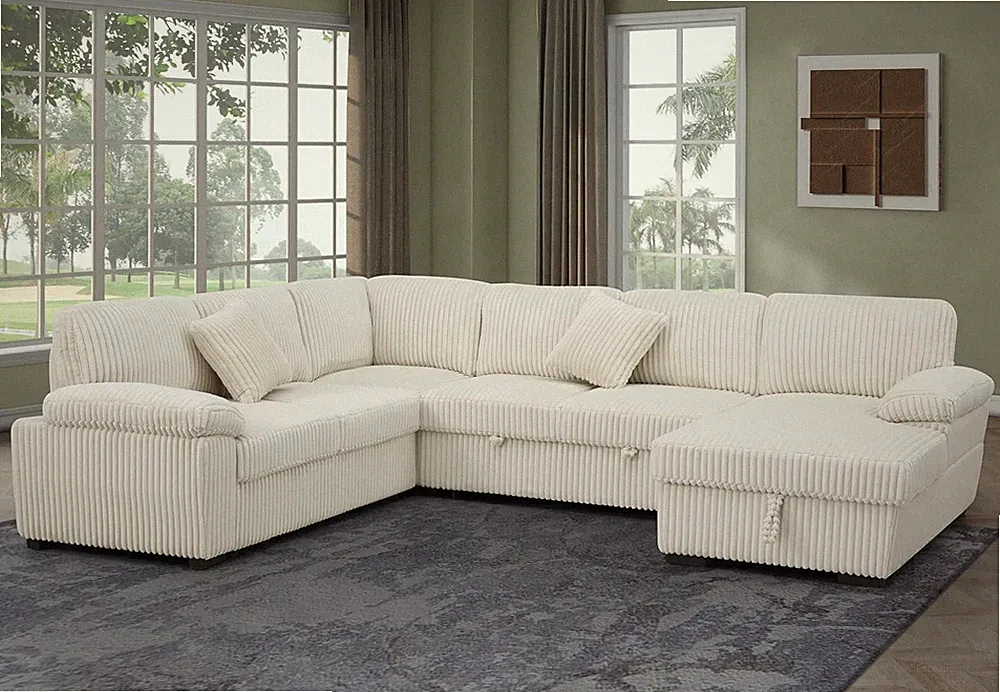 Oversized U-Shaped Pull Out Sleeper Couch Bed, Modern U Shaped Sleeper Sectional