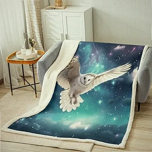 Owl Plush 3D Animal Printed Fleece Blanket for Sofa Bed Couch - Twin Multi 27