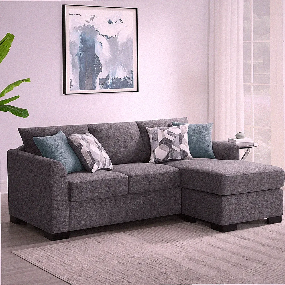 Pacheco Grey Upholstered Sleeper Sectional Chaise Sofa