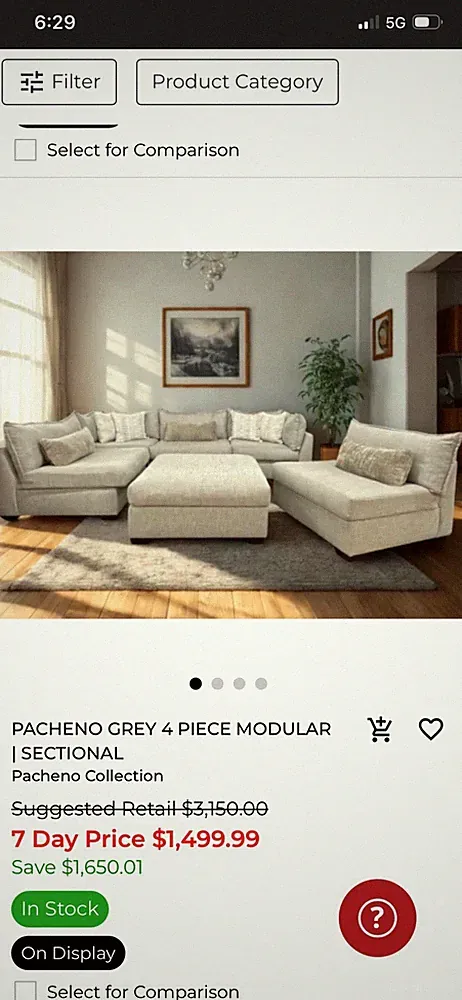 Pacheno Collection Grey 4-Piece Modular Sectional Sofa Woven Fabric, High Back