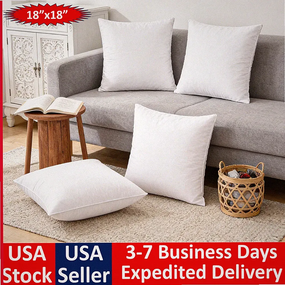 Pack of 2/4 Throw Pillows Insert Ultra Soft Bed Couch Sofa Decor LUXURY 18"x18"