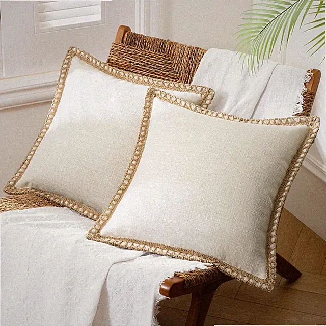 Pack of 2 Outdoor Pillow Cuts Beige 18 x 18 inches, 45 x 45 centimeters